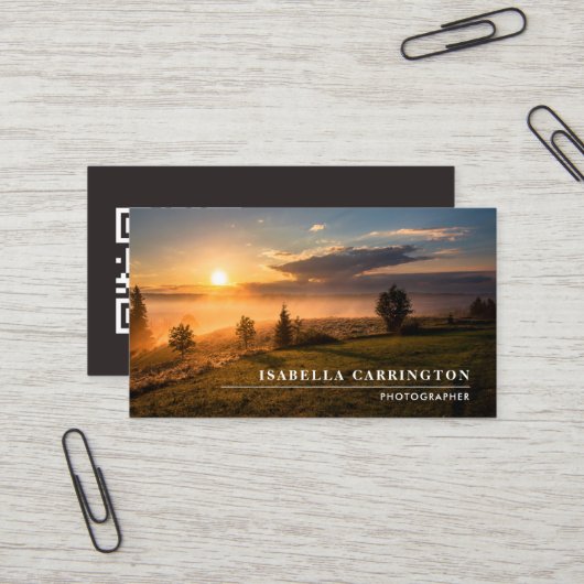 Carte de visite de code QR photo minimal (Devant/Arrière en situation)