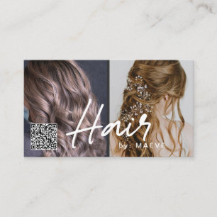 Carte de visite de code QR pour cheveux élégant