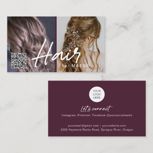 Carte de visite de code QR pour cheveux stylisé av (Devant / Derrière)
