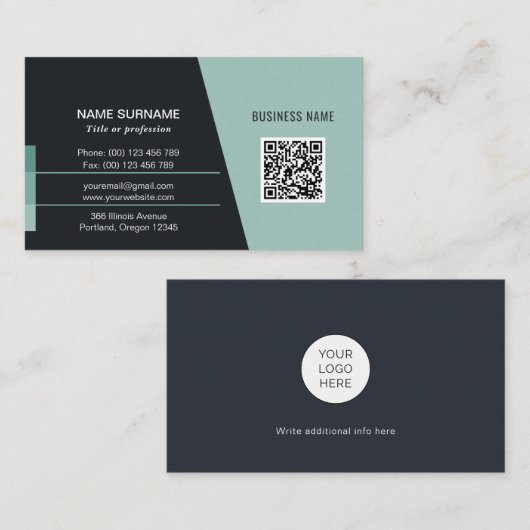 Carte de visite de code QR pour professionnels (Devant / Derrière)