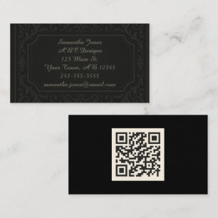Carte de visite de code QR raffiné à pointe noire