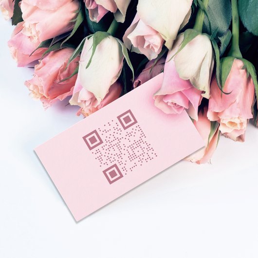 Carte de visite de code QR rose minimaliste