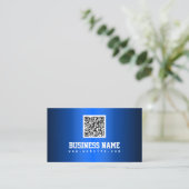 Carte de visite de code QR Royal Blue Metallic (Debout devant)