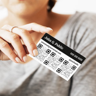 Carte de visite de code QR triple noir et blanc