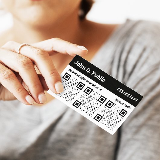 Carte de visite de code QR triple noir et blanc
