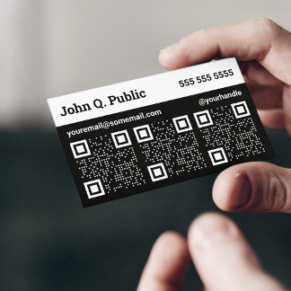 Carte de visite de code QR triple noir et blanc