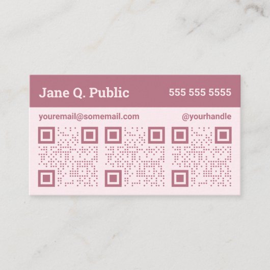 Carte de visite de code QR triple rose et mauve (Devant)