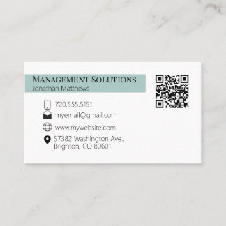 Carte de visite de code QR Turquoise