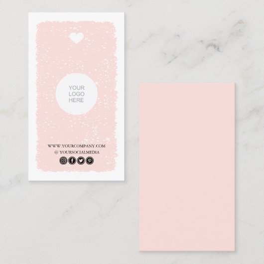 Carte de visite de coeur rose (Devant / Derrière)