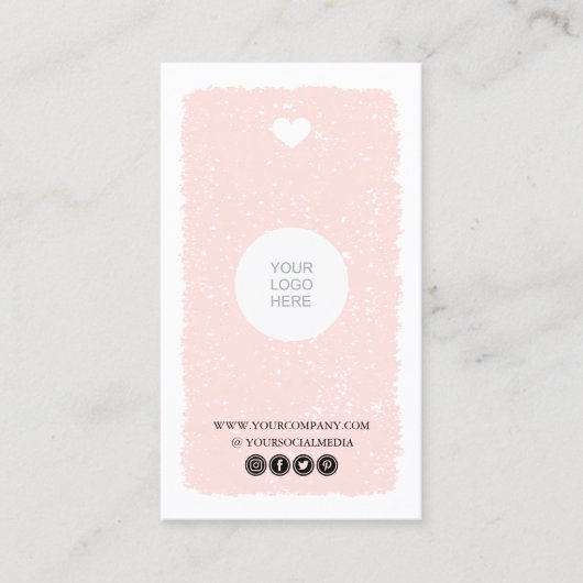 Carte de visite de coeur rose (Devant)