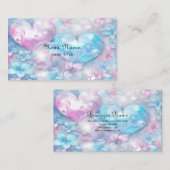 Carte de visite de Coeurs et Fleurs Aqua Roses (Devant / Derrière)