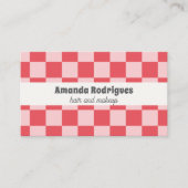 Carte de visite de coiffeur à code QR à carreaux r (Devant)