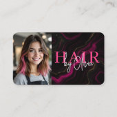 Carte de visite de coiffeur Black Pink avec code Q (Devant)
