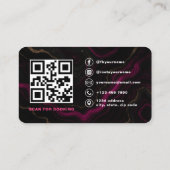 Carte de visite de coiffeur Black Pink avec code Q (Dos)