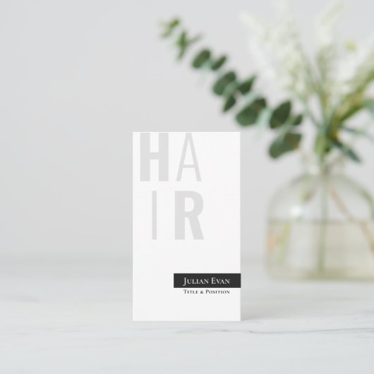 Carte de visite de coiffeur blanc moderne (Debout devant)