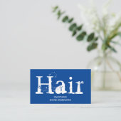 Carte de visite de coiffeur bleu (Debout devant)