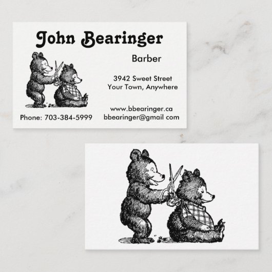 Carte de visite de coiffeur d'amusement (Devant / Derrière)