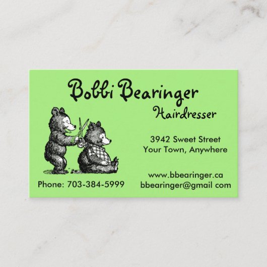 Carte de visite de coiffeur d'amusement - préparez (Devant)