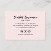 Carte de visite de coiffeur moderne rose blush (Dos)