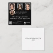 Carte de visite de coiffeur noir élégant : (Devant / Derrière)