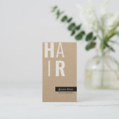 Carte de visite de coiffeur noir Kraft élégant (Debout devant)