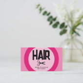 Carte de visite de coiffeur rose photo (Debout devant)