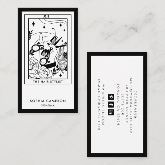 Carte de visite de coiffeur tarot (Devant / Derrière)