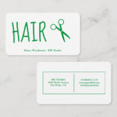 Carte de visite de coiffeur verte (Devant / Derrière)