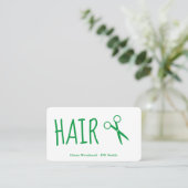 Carte de visite de coiffeur verte (Debout devant)