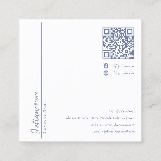 Carte de visite de coiffeuse bleu Dusty (Dos)