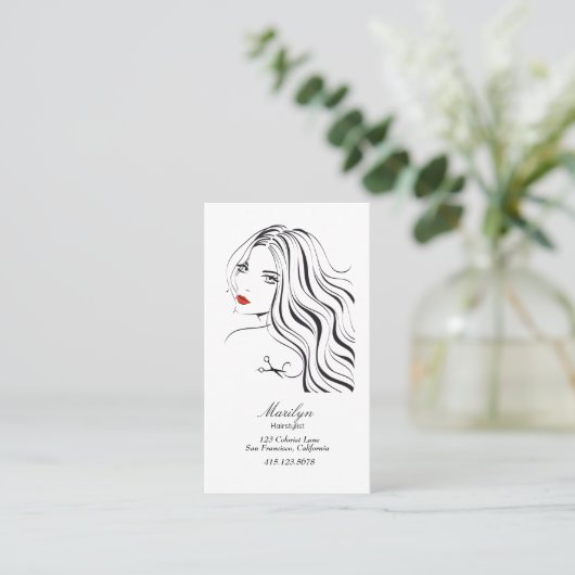 Carte de visite de coiffure en silhouette (Debout devant)