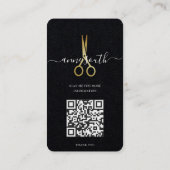 Carte de visite de coiffure pour ciseaux or QR Cod (Dos)