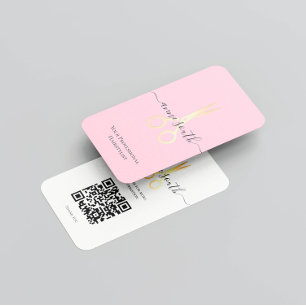 Carte de visite de coiffure pour ciseaux or QR Cod