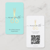 Carte de visite de coiffure pour ciseaux or QR Cod (Devant / Derrière)