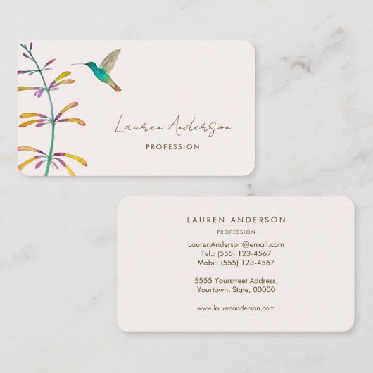 Carte de visite de colibri (Devant / Derrière)