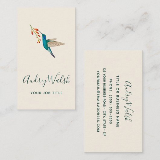 Carte de visite de colibri (Devant / Derrière)