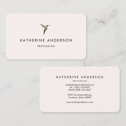 Carte de visite de colibri (Devant / Derrière)