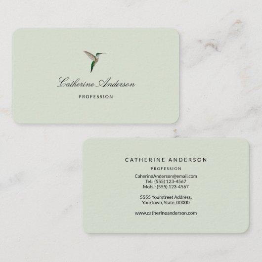 Carte de visite de colibri (Devant / Derrière)