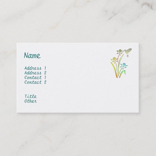 Carte de visite de colibri (Devant)