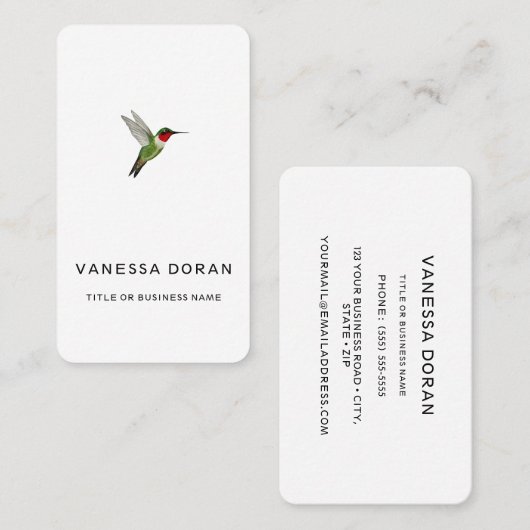 Carte de visite de colibri (Devant / Derrière)
