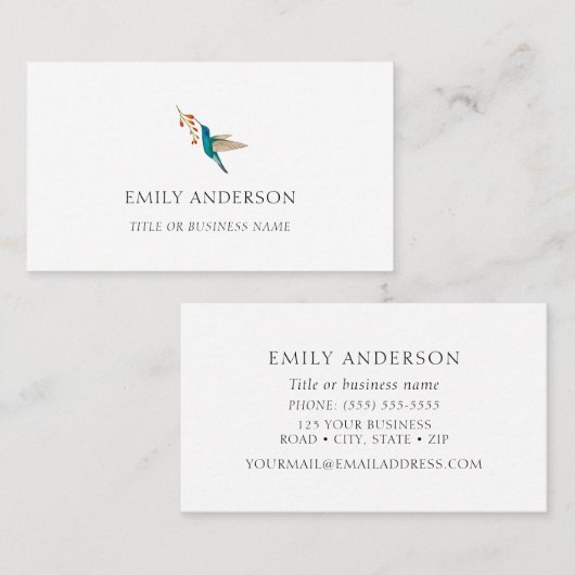 Carte de visite de colibri (Devant / Derrière)