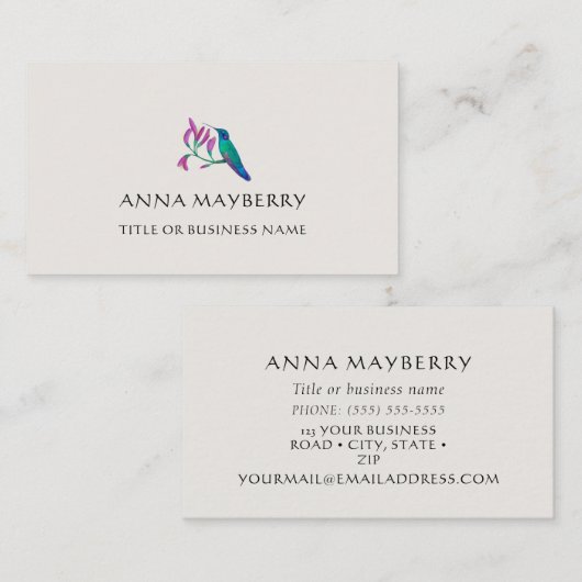 Carte de visite de colibri (Devant / Derrière)