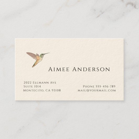 Carte de visite de colibri (Devant)