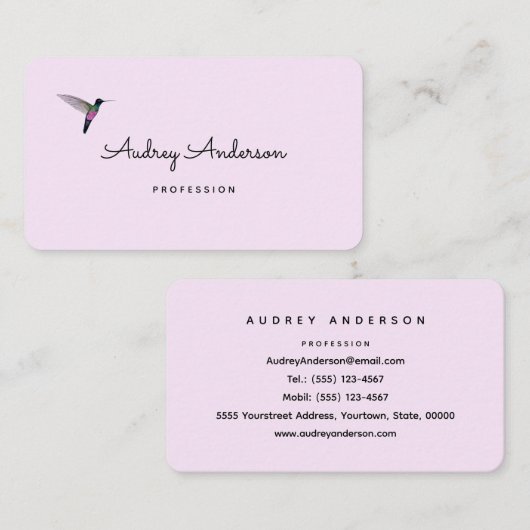 Carte de visite de colibri (Devant / Derrière)