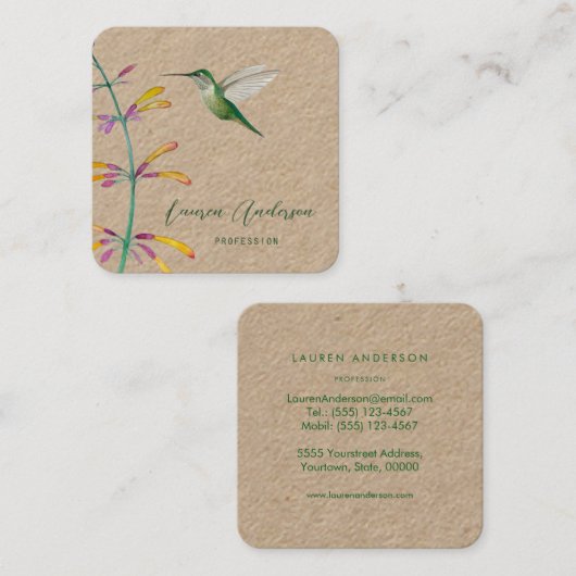 Carte de visite de colibri (Devant / Derrière)