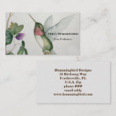 Carte de visite de colibri à gorge rubis (Devant / Derrière)