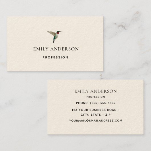 Carte de visite de colibri à gorge rubis (Devant / Derrière)
