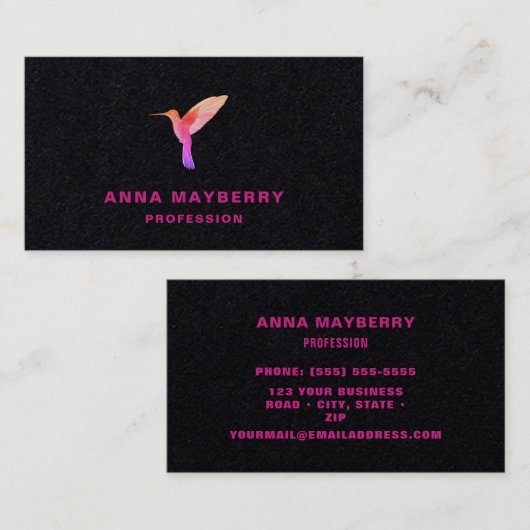 Carte de visite de colibri noir (Devant / Derrière)