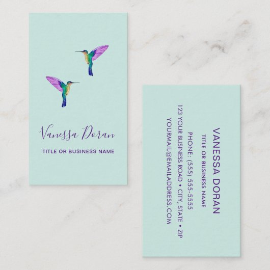 Carte de visite de colibris turquoise (Devant / Derrière)