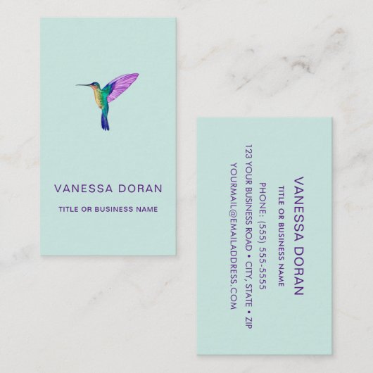 Carte de visite de colibris turquoise (Devant / Derrière)
